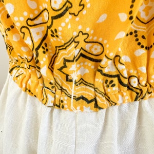 Vintage 1960s Yellow Bandanna Print Shift Dress / M-L image 5