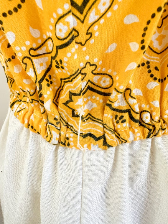 Vintage 1960s Yellow Bandanna Print Shift Dress /… - image 5