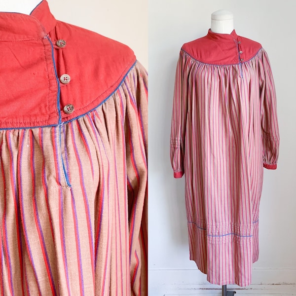 Vintage 1970er Jahre Panache Indianer Baumwolle Trapez Kleid / M
