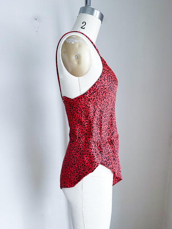 Vintage Red Leopard Print Silk Teddy / XS-S - image 5