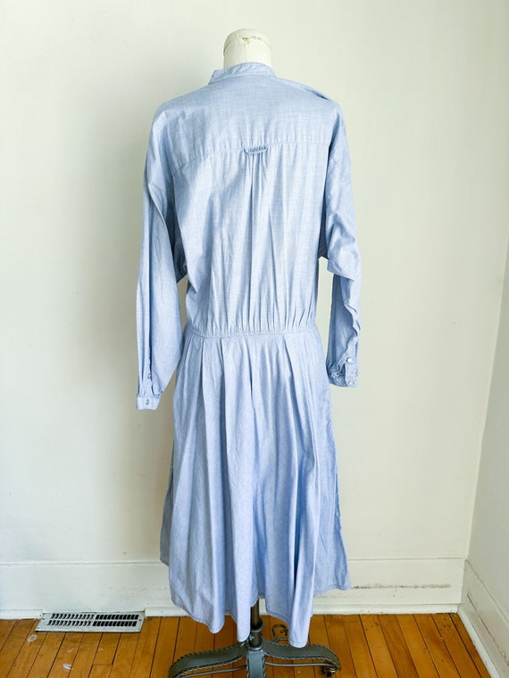 Vintage 1980s Chambray Shirt Dress / M - image 7