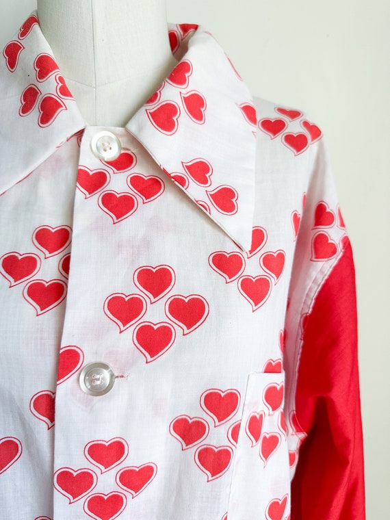 Vintage 1970s Heart Print Nightgown / Night Shirt… - image 3
