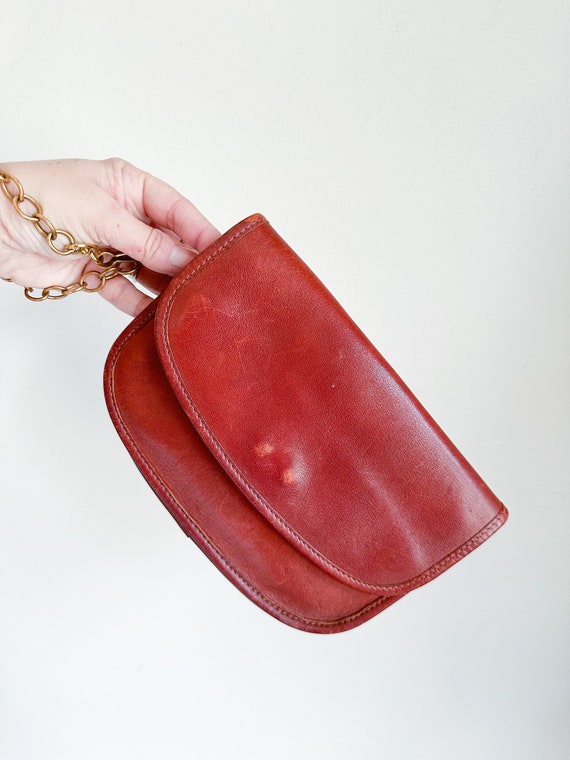 Vintage Brown Leather Convertible Handbag / Clutch