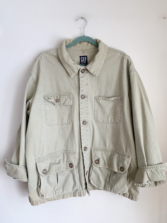 Vintage 1990s Khaki Chore Jacket / men's XL