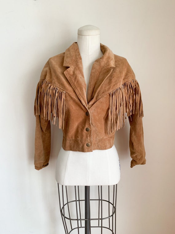 Vintage 1980s Brown Suede Fringed Jacket / S