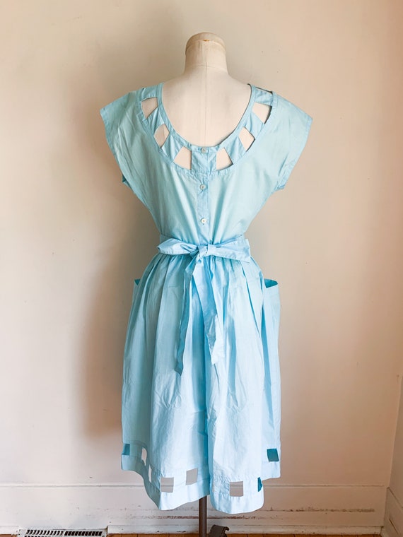 Vintage 1980s Sky Blue Cut Out Dress / S - image 6