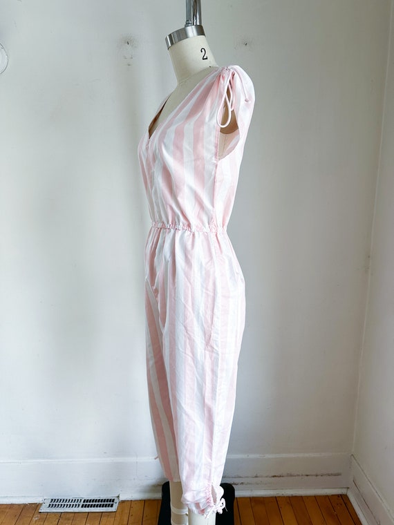 Vintage 1980s Pink & White Striped Jumpsuit / S - image 5