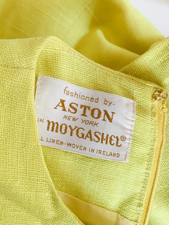 Vintage 1960s Irish Linen Lemon Yellow Shift Dres… - image 7