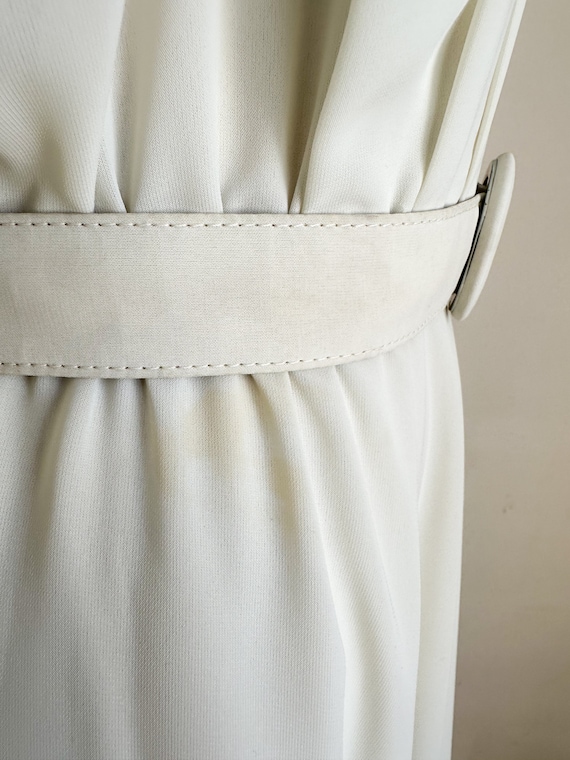 Vintage 1980s Ivory Sheer Chiffon Dress / S - image 9