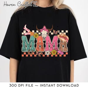 Checkered Mama Country Western Png, Mom Life Png, Cowboy Mothers&#39; Day Png,Western Mama Png,Howdy Cowhide, Western Mom Png, Coquette Mama Png