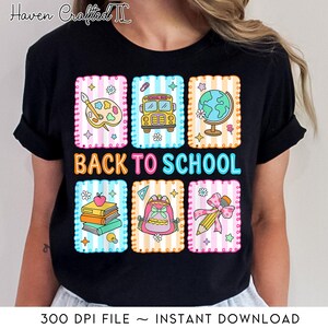 Preppy Back To School Teacher, First Day Of School Kids Girl Digital Png, Coquette Teacher First Day of School, Colorful Png,Girly Checkered