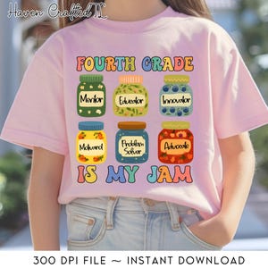 4nd Grade Is My Jam Digital Png, Class Students Kids Back To School Png, Cute First Day Of School Png, Fourth Grade Is My Jam Digital Png