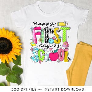 Preppy Happy First Day Of School Png, Teacher Png, Back To School Png, Back To School Png, Coquette First Day Png, Kids First Day of School