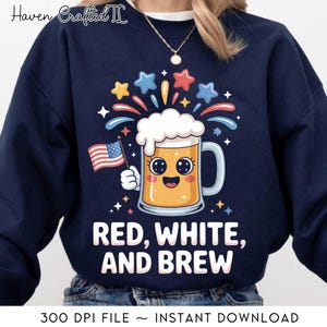 Red White and Brew Digital, 4th of July Beer Mug Fireworks Png, Cute Beer Png, Beer Lovers July 4th Graphic, Independence Day,Patriotic Beer
