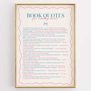 Stampa di citazioni di libri famosi, arte murale letteraria, poster regalo per lettori, decorazione estetica per amanti dei libri, stampa di citazioni di autori classici, accogliente arte libresca