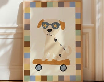 Boho Animal Nursery Print, Whimsical Kids Room Decor