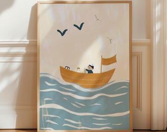 Boho Animal Nursery Print, Whimsical Kids Room Art