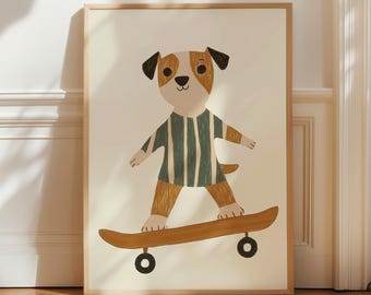 Boho Animal Nursery Print, Whimsical Kids Room Decor