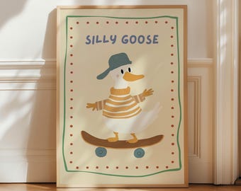 Silly Goose Nursery Print, Playroom Decor