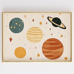 Solar System Nursery Print, Space Wall Art for Kids, Planets Educational Poster, Outer Space Decor, Boys Room Astronomy Print