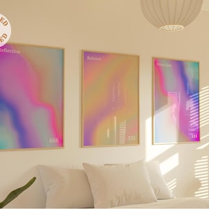 Positive Aura Poster 3er Set, Spirituelles Poster, körniger Farbverlauf, Farbverlaufsdruck, buntes Aura Poster, trendige Wandkunst, psychische Gesundheit Set