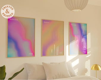 Aura Gradient Art Prints, Set of 3, Trendy Wall Decor