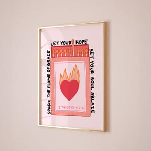 Decorazione murale "Fuoco di fede cristiana", poster con versetti biblici preppy, decorazione moderna con versetti biblici, stampa estetica del Vangelo, arte cristiana per la stanza degli adolescenti