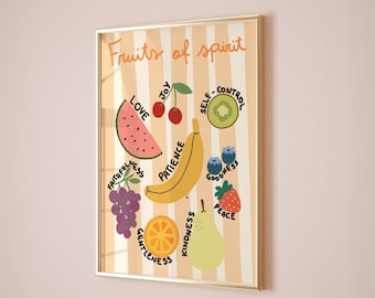 Fruits of the Spirit Print, Christian Wall Art, Teen Room Faith Decor