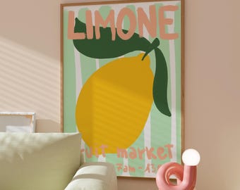 Coastal Lemon Fruit Market Wall Art Print - Etsy