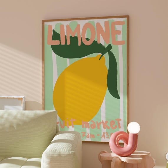Coastal Lemon Fruit Market Wall Art Print - Etsy