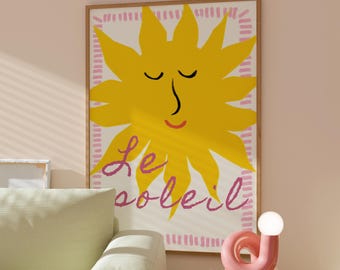 Stampa Le Soleil, poster Preppy Sunshine, decorazione murale a tema costiero