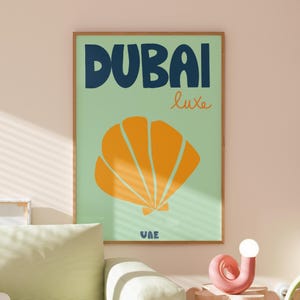 Dubai Reise-Druck, Preppy Wandkunst, buntes Poster, Sommerferien Dekor, Preppy Zimmer Dekor, Wohnheim Wand Kunst, Küstenwand Kunst