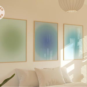 Positive Aura Poster 3er Set, Spirituelles Poster, körniger Farbverlauf, Farbverlaufsdruck, buntes Aura Poster, trendige Wandkunst, psychische Gesundheit Set