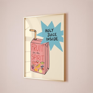 Divertente stampa murale cristiana, stampa biblica sul frutto dello Spirito, poster sulla fede preppy, decorazione per ragazze adolescenti con Gesù, citazioni bibliche alla moda