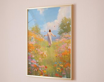 Jesus in Garden Print, Christian Faith Home Decor
