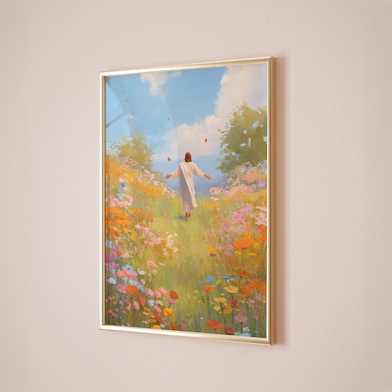 Jesus in Garden Print, Christian Faith Home Decor
