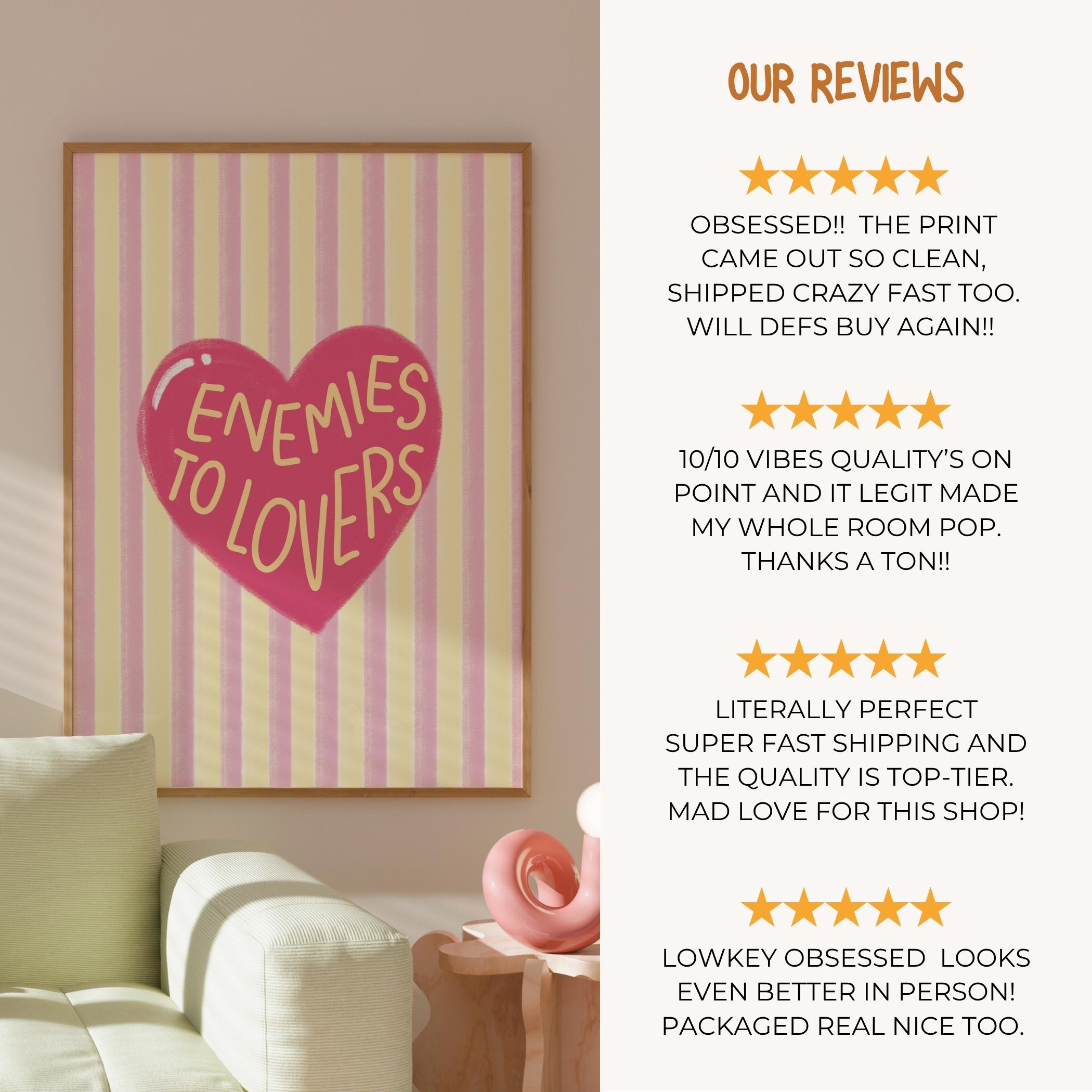 Enemies to Lovers Poster, Bookish Pink Heart Wall Art - Etsy
