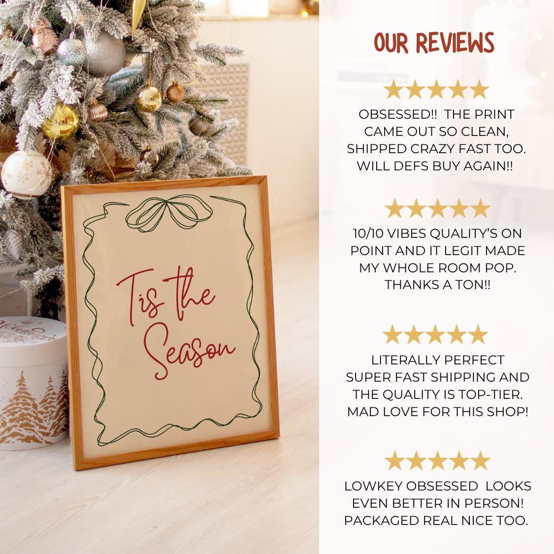 Tis the Season Christmas Wall Art Print, Festive Holiday Decor - Etsy