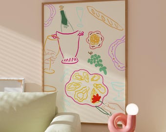 Stampa artistica di natura morta estiva in stile preppy, decorazione per la casa in stile costiero