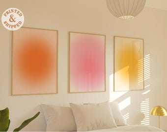 Gradient Aura Art Prints, Set of 3, Modern Wall Decor