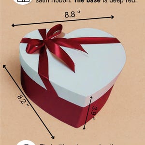 Caja de regalo con forma de corazón, tapa y lazo rojo: romántica caja de papel para San Valentín, aniversario, boda, propuesta de matrimonio y recuerdo.