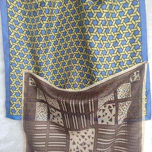 Square head scarf, geometric print, made in Japan,2pcs