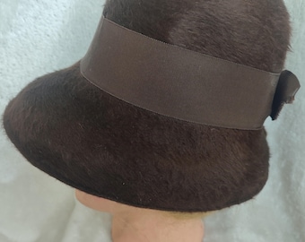 Inez Vintage Velvet Layered Cloche Hat in Brown and Dark Brown Cloche And Flapper Hats Black Velvet  main image 3