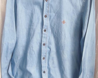 Dudalina men's Milano Essentials plain blue denim shirt