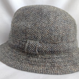 Vintage Harris tweed mens bucket wool hat