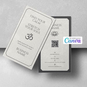 Modello di biglietto da visita minimalista per yoga Canva / Biglietto da visita per studio yoga modificabile / Design stampabile per istruttore di mindfulness / Download immediato
