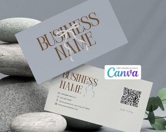Plantilla de tarjeta de presentación minimalista: Diseño moderno de Canva con código QR (imprimible)