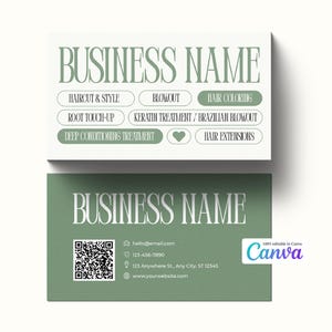 Modelo de cartão de visita editável para salão de cabeleireiro: design moderno do Canva