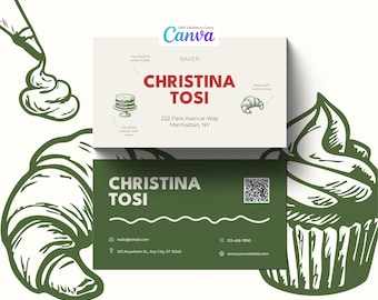 Bakery Business Card Template: Editable Canva Design (Digital Download)