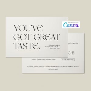 Modelo de Cartão de Agradecimento | Canva Editável | Encarte Minimalista para Cliente | Embalagem para Pequenas Empresas | Download Digital para Impressão